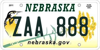 NE license plate ZAA888