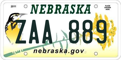 NE license plate ZAA889