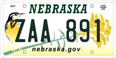 NE license plate ZAA891