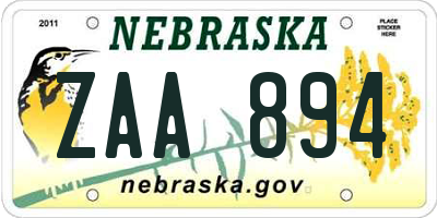 NE license plate ZAA894