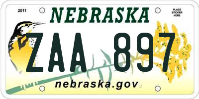 NE license plate ZAA897