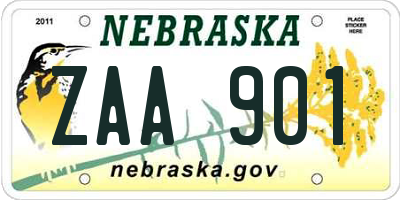NE license plate ZAA901