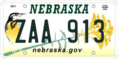 NE license plate ZAA913