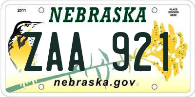 NE license plate ZAA921