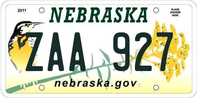 NE license plate ZAA927