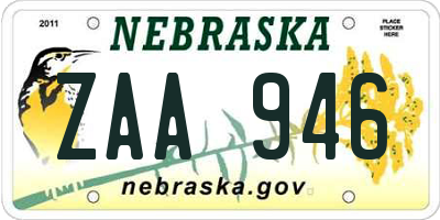 NE license plate ZAA946