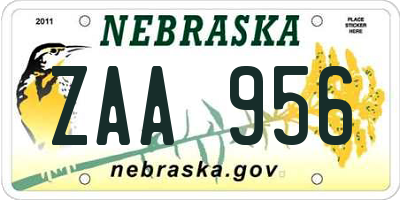 NE license plate ZAA956