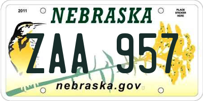 NE license plate ZAA957