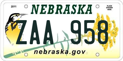 NE license plate ZAA958