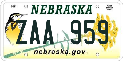 NE license plate ZAA959