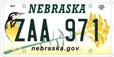 NE license plate ZAA971