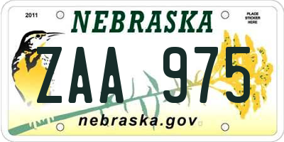 NE license plate ZAA975