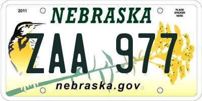 NE license plate ZAA977