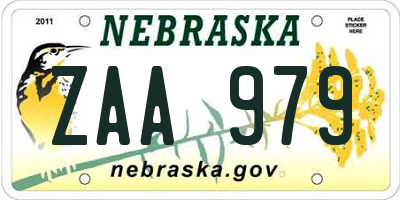 NE license plate ZAA979