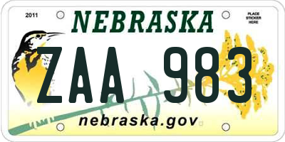 NE license plate ZAA983