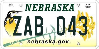 NE license plate ZAB043