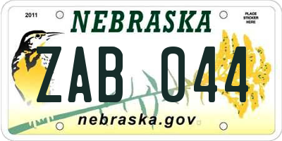 NE license plate ZAB044