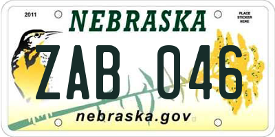 NE license plate ZAB046