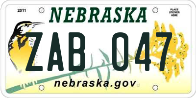 NE license plate ZAB047