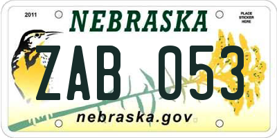 NE license plate ZAB053