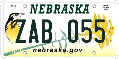 NE license plate ZAB055