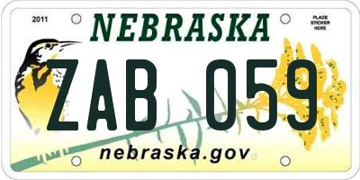 NE license plate ZAB059