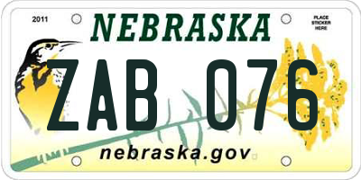 NE license plate ZAB076