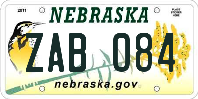 NE license plate ZAB084