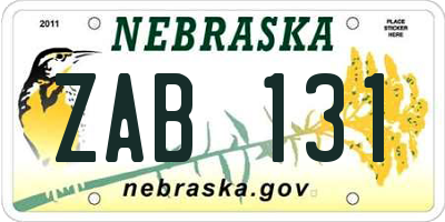 NE license plate ZAB131