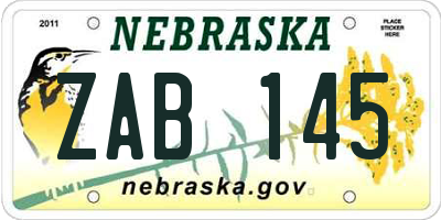 NE license plate ZAB145