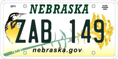 NE license plate ZAB149