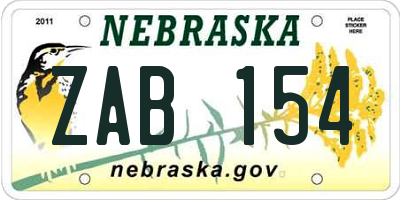 NE license plate ZAB154