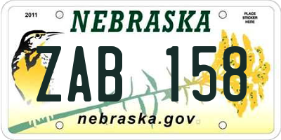 NE license plate ZAB158
