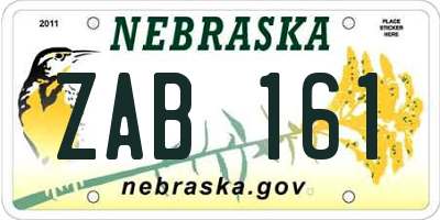 NE license plate ZAB161