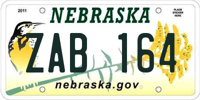 NE license plate ZAB164