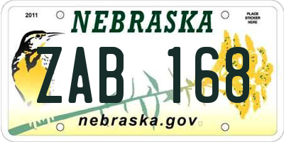 NE license plate ZAB168