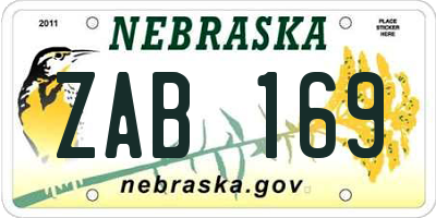 NE license plate ZAB169