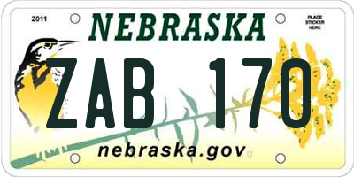 NE license plate ZAB170