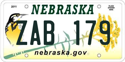 NE license plate ZAB179