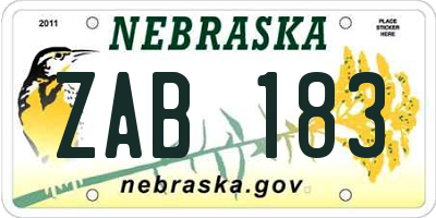 NE license plate ZAB183