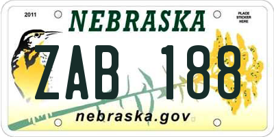 NE license plate ZAB188