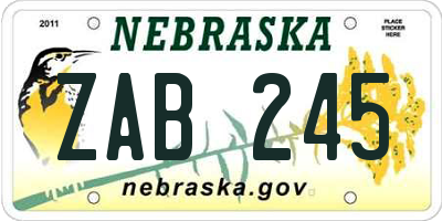 NE license plate ZAB245