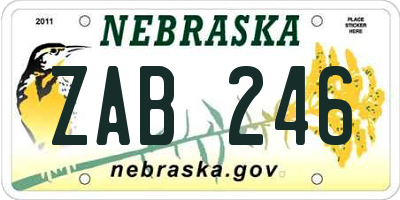 NE license plate ZAB246