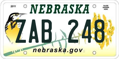 NE license plate ZAB248