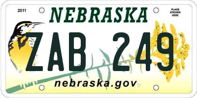 NE license plate ZAB249