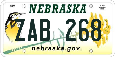 NE license plate ZAB268