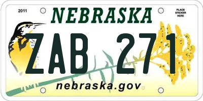 NE license plate ZAB271