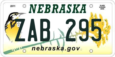NE license plate ZAB295
