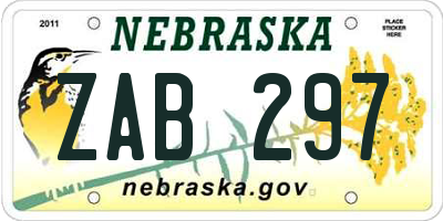 NE license plate ZAB297