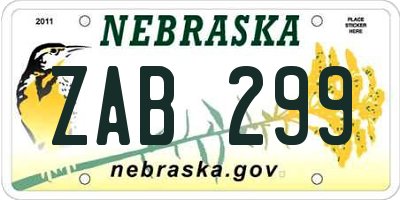NE license plate ZAB299